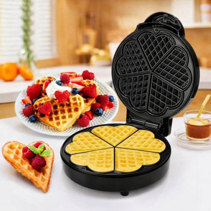 Aparat de vafe electric VarioShop®, 1000W, 5 vafe in forma de inima, placi antiaderente, incalzire rapida, picioare antiderapante, indicatori luminosi [9]