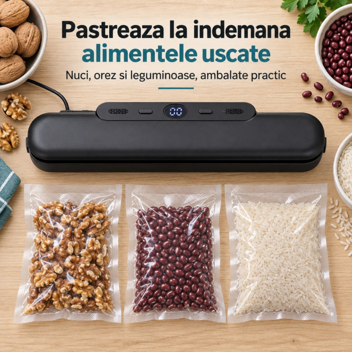 Aparat de vidat alimente VarioShop®, pentru ambalare si sigilare automata, afisaj LCD, latime de sigilare 28 cm, metal si plastic, negru [5]