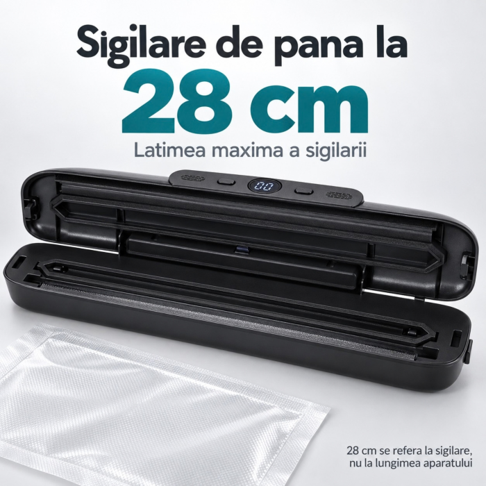 Aparat de vidat alimente VarioShop®, pentru ambalare si sigilare automata, afisaj LCD, latime de sigilare 28 cm, metal si plastic, negru [8]