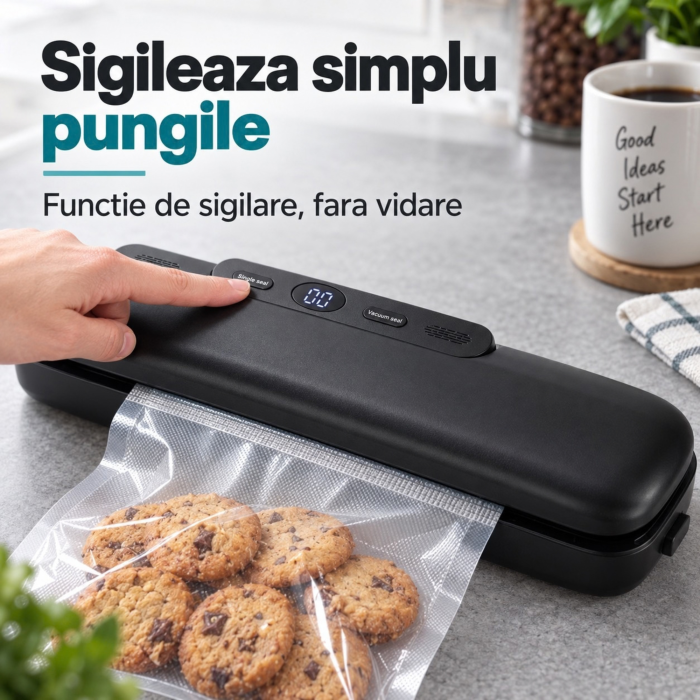 Aparat de vidat alimente VarioShop®, pentru ambalare si sigilare automata, afisaj LCD, latime de sigilare 28 cm, metal si plastic, negru [7]