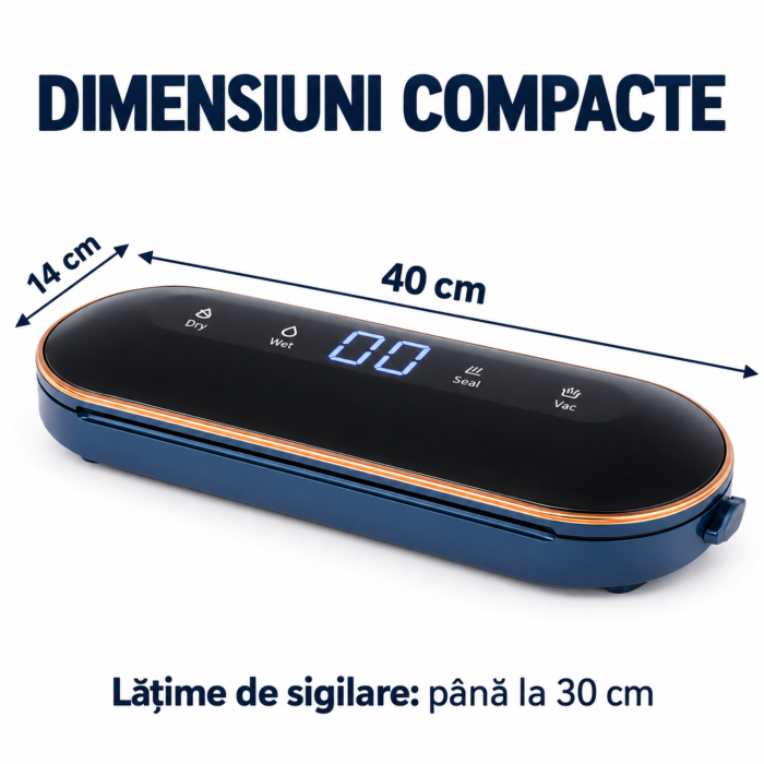 Aparat de vidat alimente VarioShop, pentru pungi si recipiente cu valva, 4 functii, 10 pungi incluse, furtun, vacuum pana la -60 kPa, 90 W, sigilare 30 cm [3]