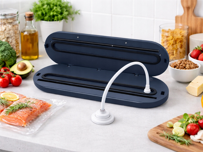Aparat de vidat alimente VarioShop, pentru pungi si recipiente cu valva, 4 functii, 10 pungi incluse, furtun, vacuum pana la -60 kPa, 90 W, sigilare 30 cm [13]
