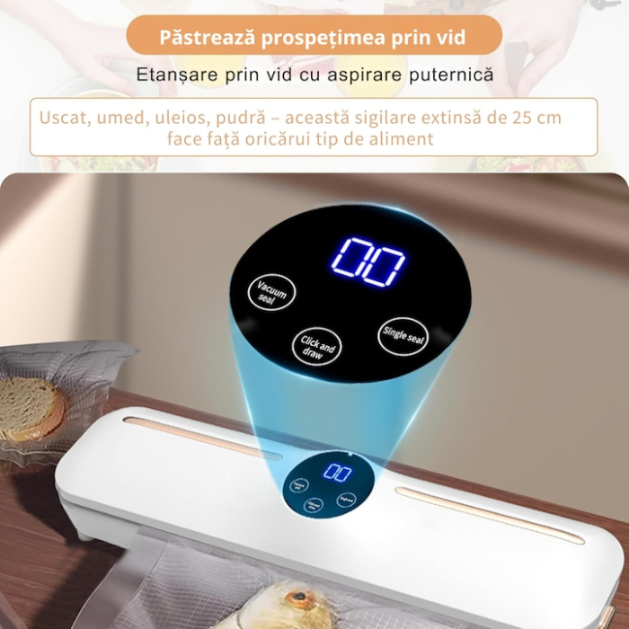 Aparat de vidat si sigilat VarioShop®, 120W, 220V, include 10 pungi, pastreaza alimentele proaspete, blocheaza mirosurile, ideal pentru carne, legume si fructe, 33x8x5 cm [4]