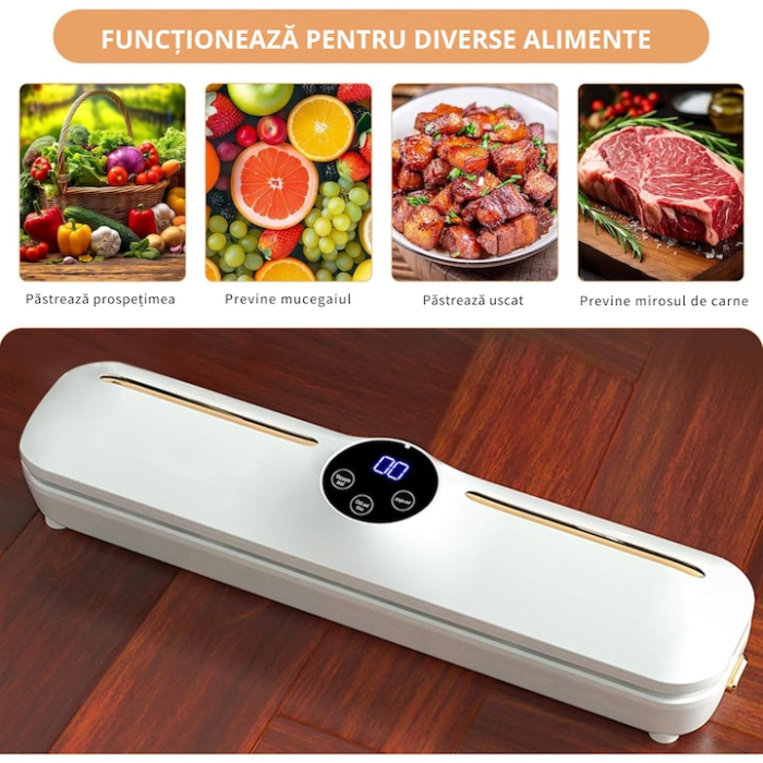 Aparat de vidat si sigilat VarioShop®, 120W, 220V, include 10 pungi, pastreaza alimentele proaspete, blocheaza mirosurile, ideal pentru carne, legume si fructe, 33x8x5 cm [6]