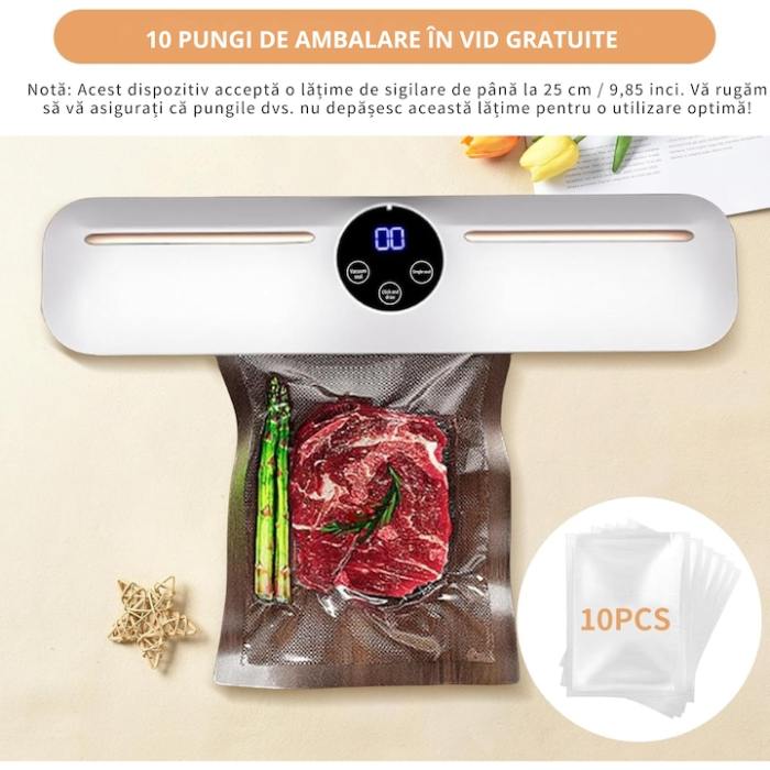 Aparat de vidat si sigilat VarioShop®, 120W, 220V, include 10 pungi, pastreaza alimentele proaspete, blocheaza mirosurile, ideal pentru carne, legume si fructe, 33x8x5 cm [5]