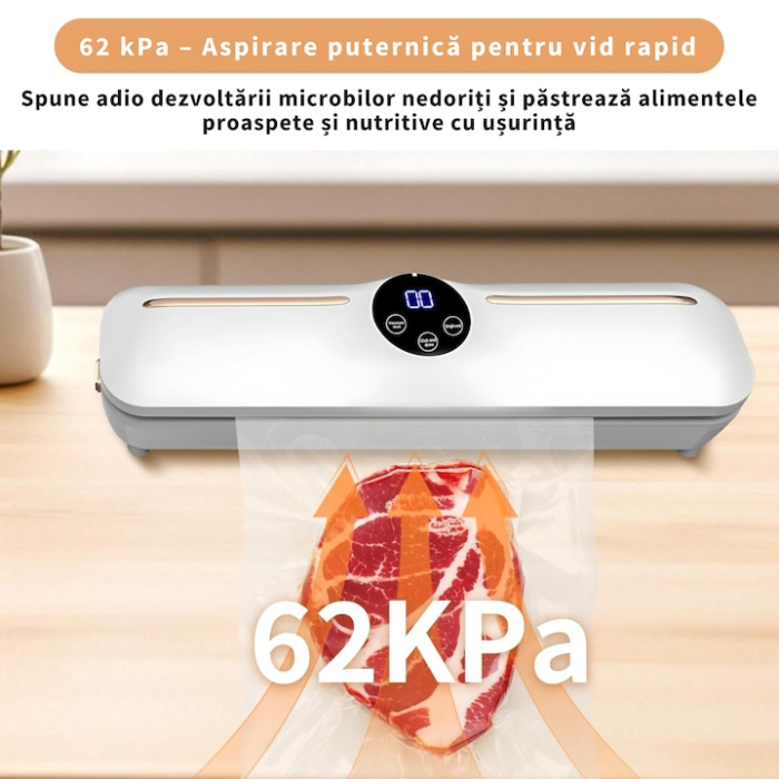 Aparat de vidat si sigilat VarioShop®, 120W, 220V, include 10 pungi, pastreaza alimentele proaspete, blocheaza mirosurile, ideal pentru carne, legume si fructe, 33x8x5 cm [2]