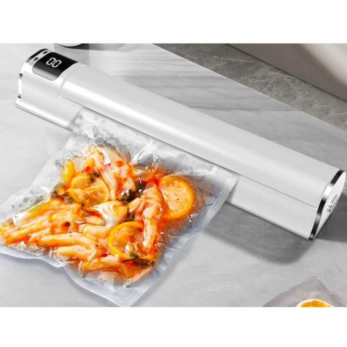 Aparat de vidat si sigilat VarioShop®, 300W, putere de aspirare 60kPa, cu 10 pungi incluse, sistem automat, afisaj LCD, ideal pentru carne, legume, fructe, alb [7]