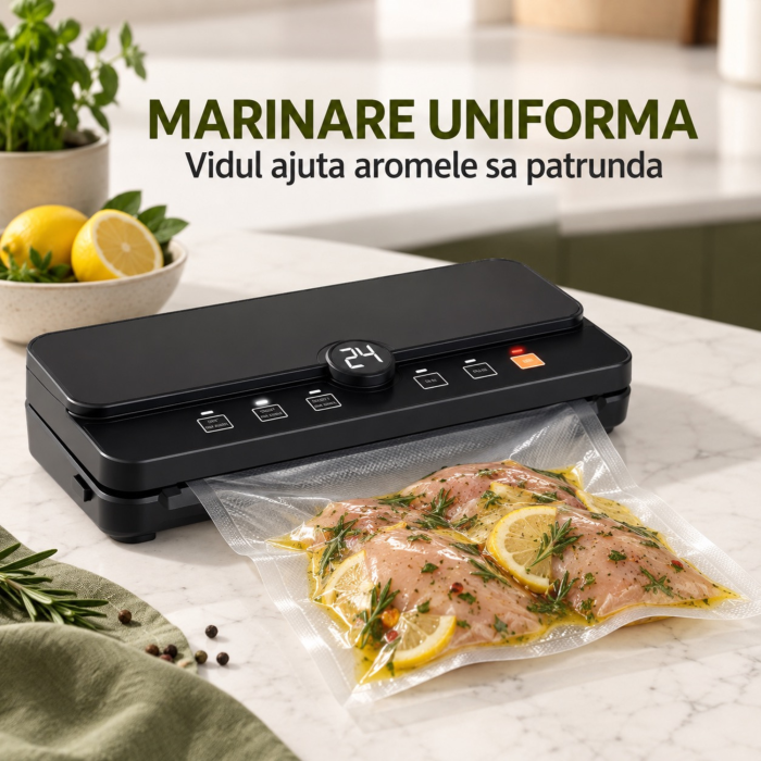 Aparat de vidat și sigilat VarioShop®, pentru alimente uscate și umede, 110W, 6 moduri, tăietor folie încorporat, lățime sac 30 cm, negru [7]