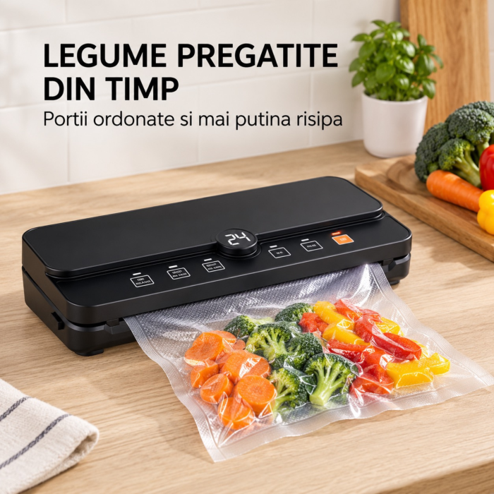 Aparat de vidat și sigilat VarioShop®, pentru alimente uscate și umede, 110W, 6 moduri, tăietor folie încorporat, lățime sac 30 cm, negru [5]