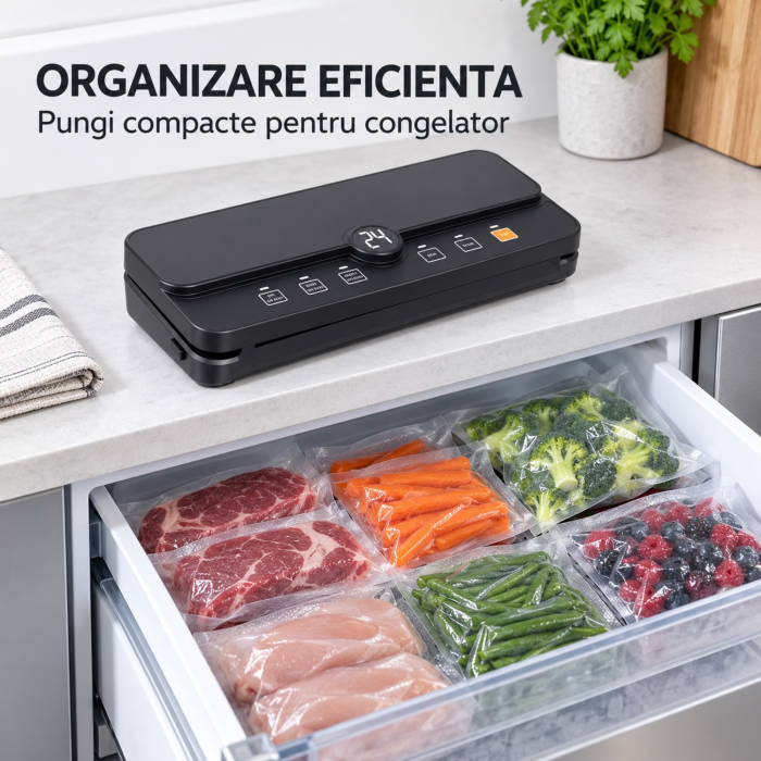 Aparat de vidat și sigilat VarioShop®, pentru alimente uscate și umede, 110W, 6 moduri, tăietor folie încorporat, lățime sac 30 cm, negru [8]
