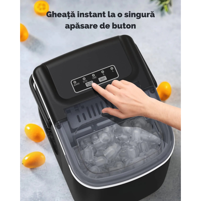 Aparat gheata VarioShop® 1.2L, productie rapida 12kg/24h, 2 dimensiuni cuburi, racire cu compresor, rezervor apa, pentru casa si petreceri, 220-240V [2]