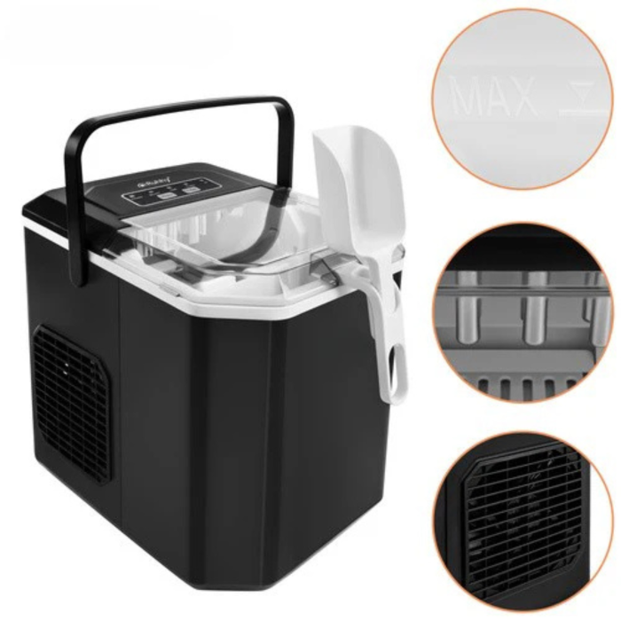Aparat gheata VarioShop® 1.2L, productie rapida 12kg/24h, 2 dimensiuni cuburi, racire cu compresor, rezervor apa, pentru casa si petreceri, 220-240V [9]