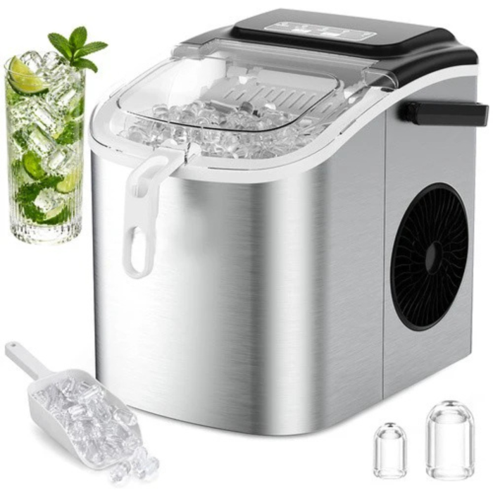 Aparat gheata VarioShop® 1.2L, productie rapida 12kg/24h, 2 dimensiuni cuburi, rezervor apa, compresor silentios, pentru casa si petreceri, argintiu, 29 x 27.5 cm [3]