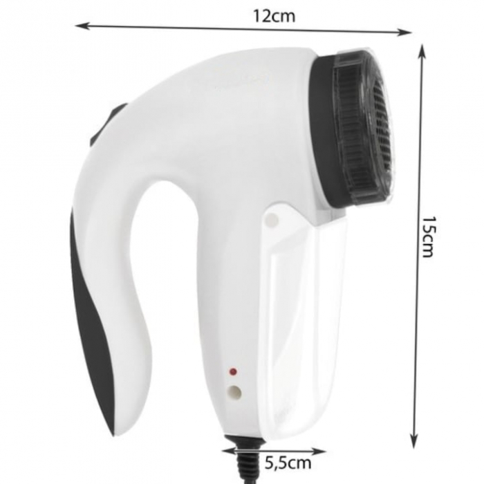 Aparat pentru curatat scame VarioShop®, curatare eficienta a tuturor tipurilor de tesaturi, portabil, 3 lame din otel inoxidabil, perie de curatare, putere 5W, 12 x 15 x 5.5 cm, Alb [10]