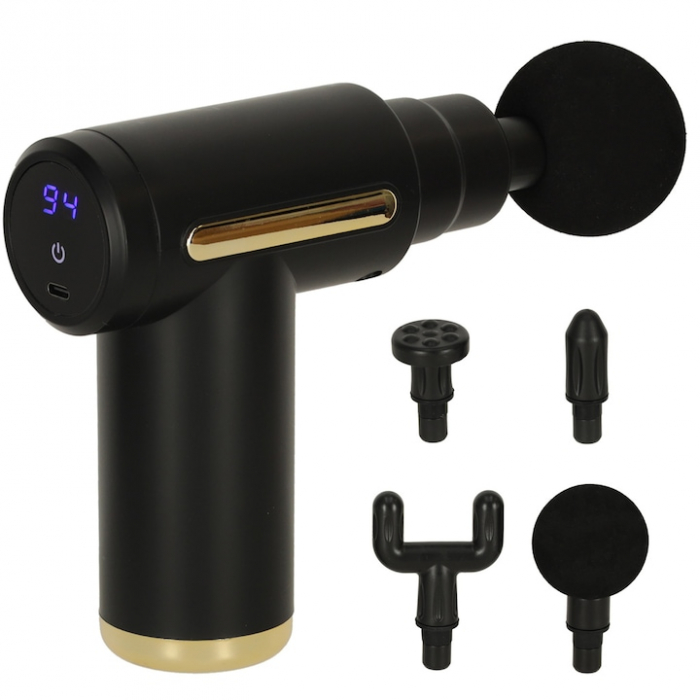 Aparat Pentru Masaj Profesional VarioShop, tip pistol, cu 4 capete interschimbabile, 6 trepte de viteza, ideal pentru gat, spate, brate, picioare, anti-celulita, relaxare si tonifiere musculara, bater [13]