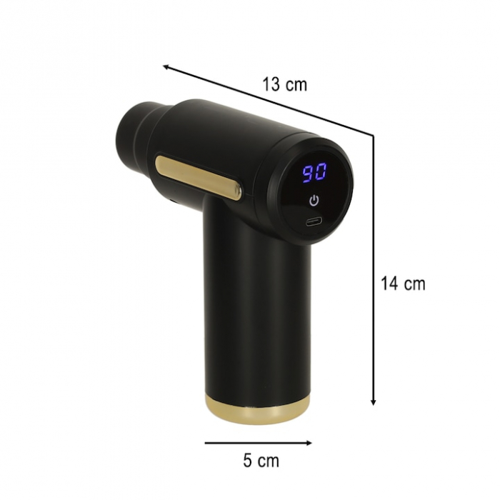 Aparat Pentru Masaj Profesional VarioShop, tip pistol, cu 4 capete interschimbabile, 6 trepte de viteza, ideal pentru gat, spate, brate, picioare, anti-celulita, relaxare si tonifiere musculara, bater [22]