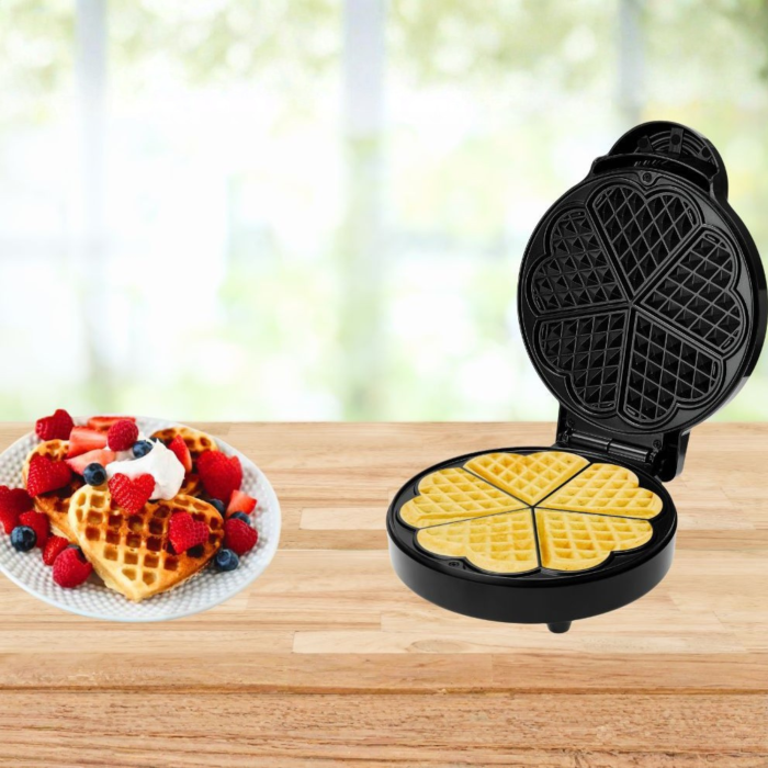 Aparat pentru vafe VarioShop®, 1000W, 5 vafe in forma de inima, invelis antiaderent, incalzire rapida, indicator luminos, negru, 26.5x20x10 cm [3]