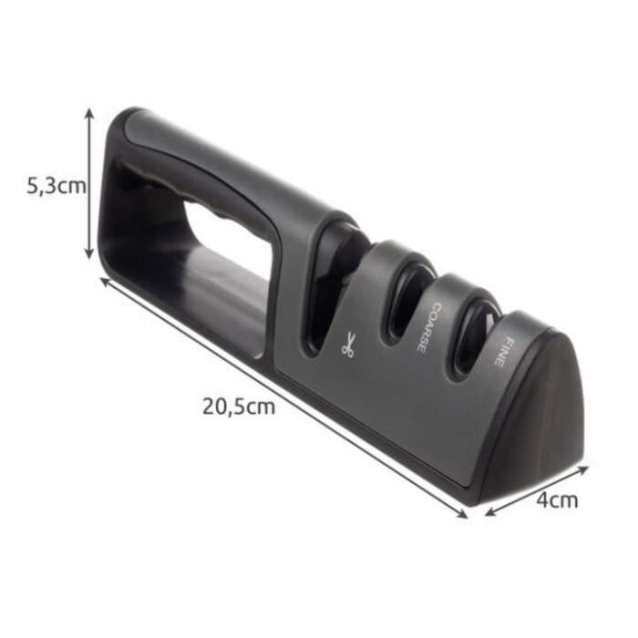 Aparat profesional manual pentru ascutit cutite si foarfece 3 in 1 VarioShop®, suprafata anti alunecare, simplu si rapid, negru [2]