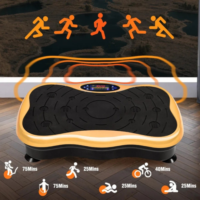 Aparat vibromasaj VarioShop®, pentru fitness acasa, 80 niveluri, 5 programe, Bluetooth, telecomanda, 200W, greutate maxima 150 kg, benzi incluse [2]