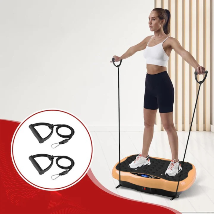 Aparat vibromasaj VarioShop®, pentru fitness acasa, 80 niveluri, 5 programe, Bluetooth, telecomanda, 200W, greutate maxima 150 kg, benzi incluse [5]