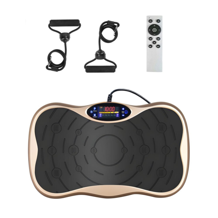 Aparat vibromasaj VarioShop®, pentru fitness acasa, 80 niveluri, 5 programe, Bluetooth, telecomanda, 200W, greutate maxima 150 kg, benzi incluse [9]