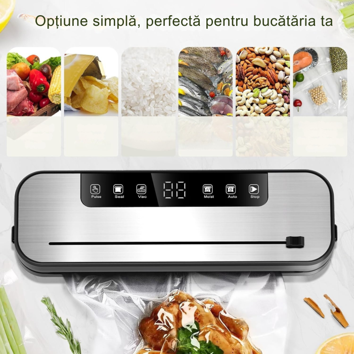 Aparat vidat alimentar multifunctional VarioShop®, pentru depozitarea alimentelor, cu sterilizare UV, afisaj digital si taietor de folie integrat, latime sigilare 30 cm, argintiu [8]