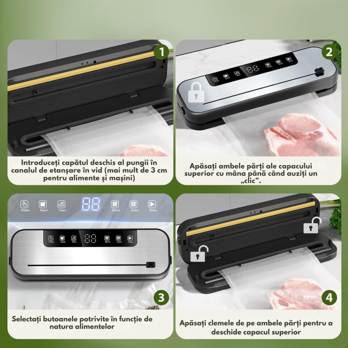 Aparat vidat alimentar multifunctional VarioShop®, pentru depozitarea alimentelor, cu sterilizare UV, afisaj digital si taietor de folie integrat, latime sigilare 30 cm, argintiu [5]