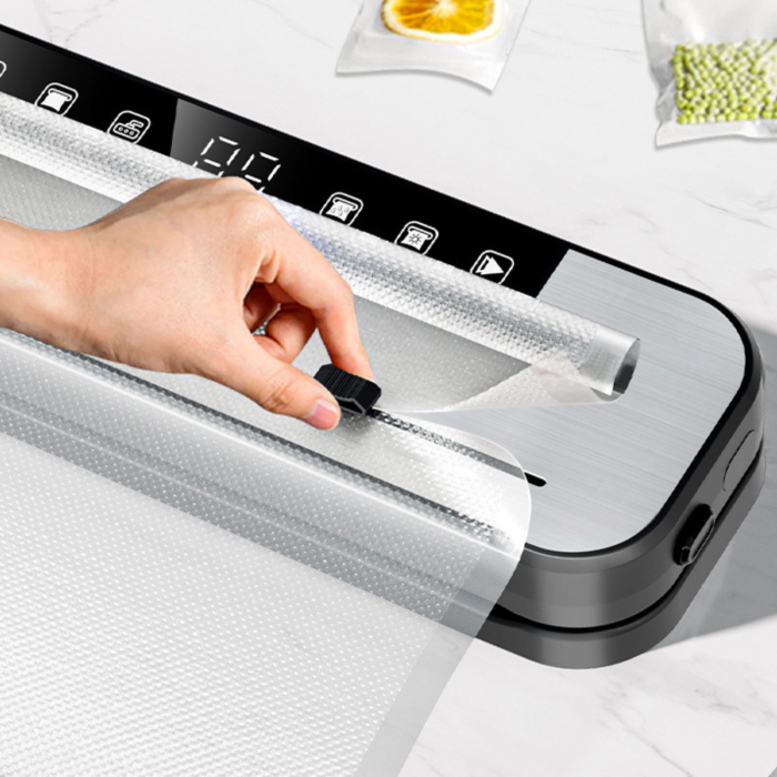 Aparat vidat alimentar multifunctional VarioShop®, pentru depozitarea alimentelor, cu sterilizare UV, afisaj digital si taietor de folie integrat, latime sigilare 30 cm, argintiu [10]