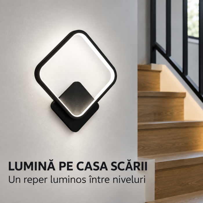 Aplica LED perete VarioShop®, pentru iluminat interior, lumina calda, neutra si rece, schimbare la pornire, iluminare sus-jos, 12 W, otel si PP, neagra [6]