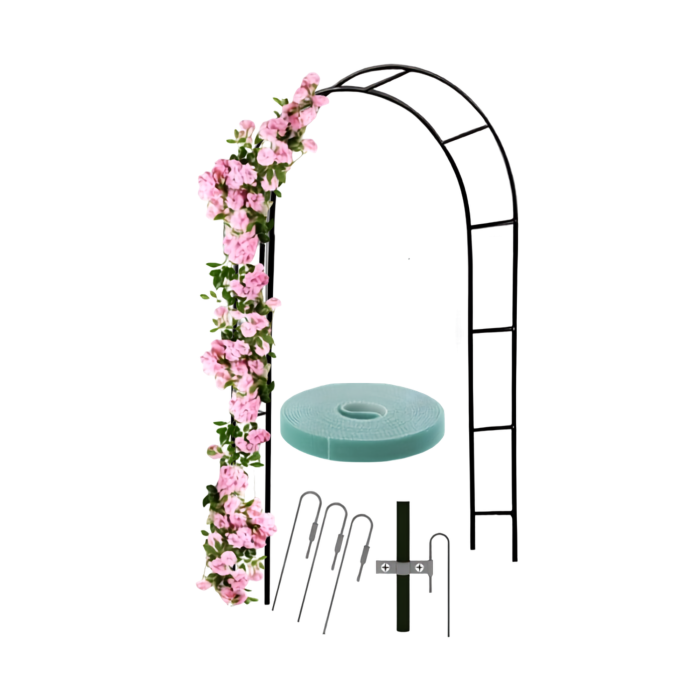 Arcada de gradina VarioShop®, tip pergola, pentru trandafiri si plante cataratoare, structura din otel vopsit, 240 x 140 x 38 cm, verde inchis [7]