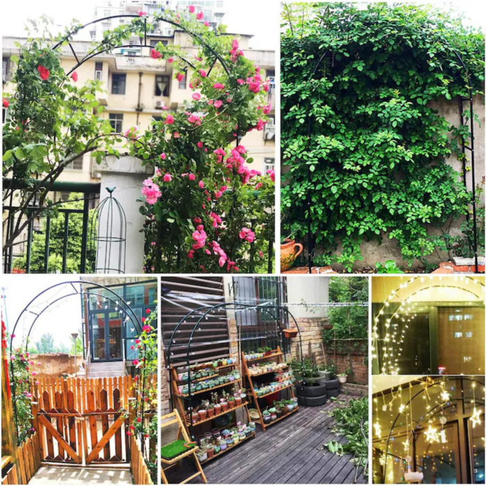 Arcada de gradina VarioShop®, tip pergola, pentru trandafiri si plante cataratoare, structura din otel vopsit, 240 x 140 x 38 cm, verde inchis [3]