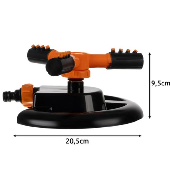 Aspersor automat 360 VarioShop, 3 brate reglabile, udare uniforma, rază 10m, Negru, 20,5x9,5cm [3]