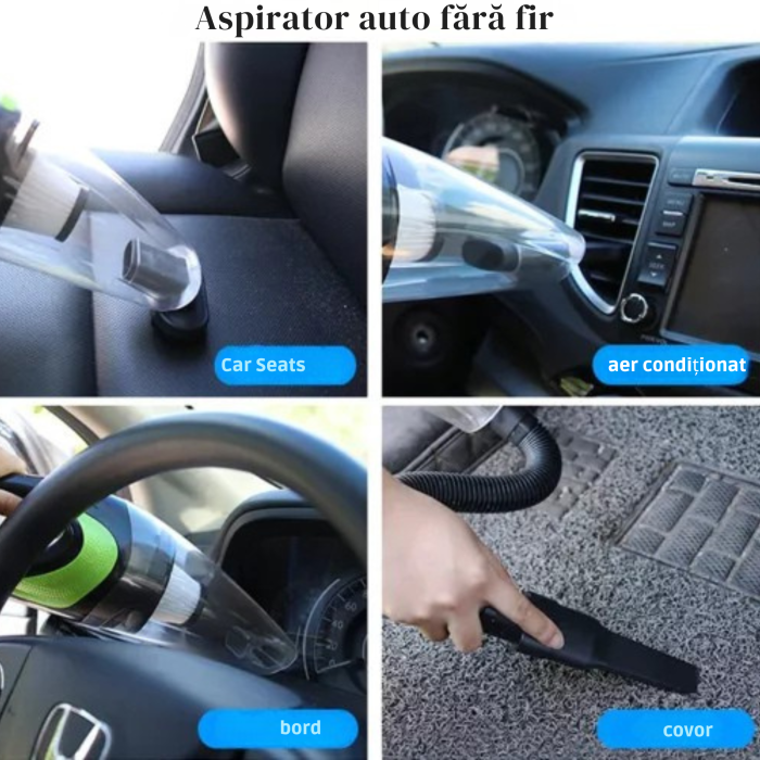Aspirator auto fara fir VarioShop® puternic 120W, reincarcabil USB, portabil, turbina 32000 rpm, filtru dublu, recipient transparent, pentru masina si interior auto [7]