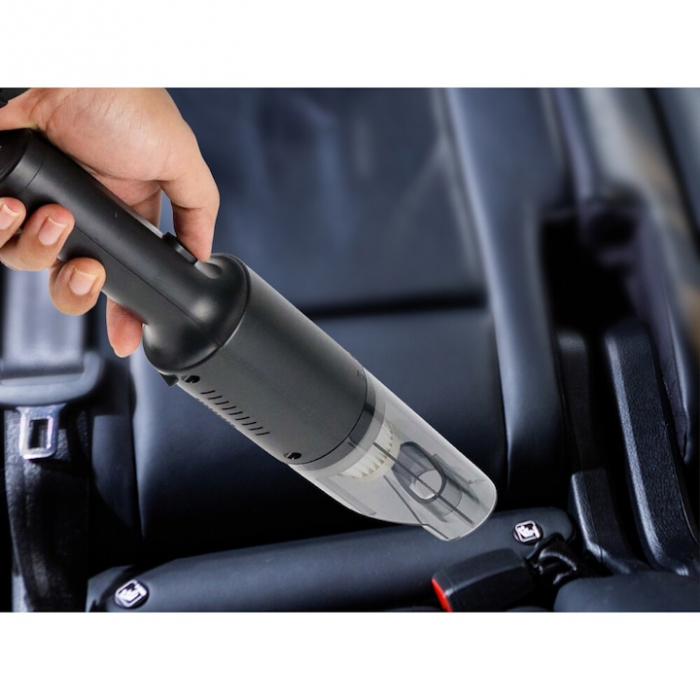 Aspirator auto multifunctional VarioShop®, pentru casa si masina, 3 accesorii incluse: duza ingusta si medie, duza tip perie, Portabil, compact, 120w, filtru HEPA, Negru [13]