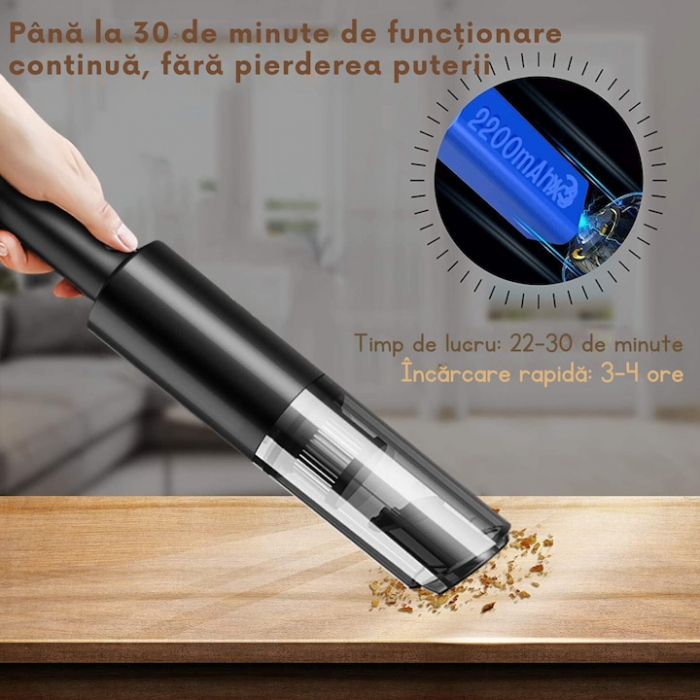 Aspirator auto multifunctional VarioShop®, pentru casa si masina, 3 accesorii incluse: duza ingusta si medie, duza tip perie, Portabil, compact, 120w, filtru HEPA, Negru [5]