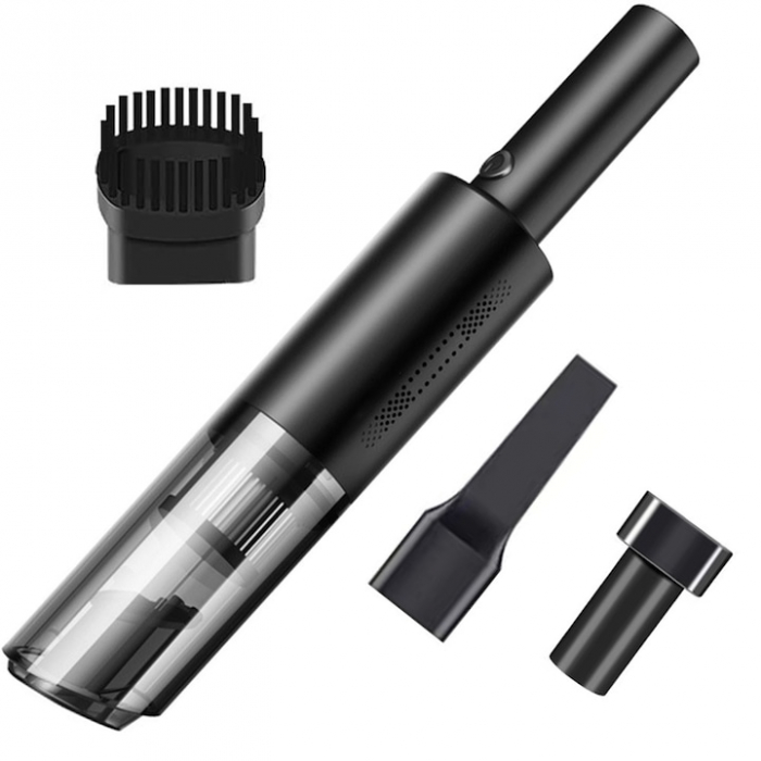 Aspirator auto multifunctional VarioShop®, pentru casa si masina, 3 accesorii incluse: duza ingusta si medie, duza tip perie, Portabil, compact, 120w, filtru HEPA, Negru [1]