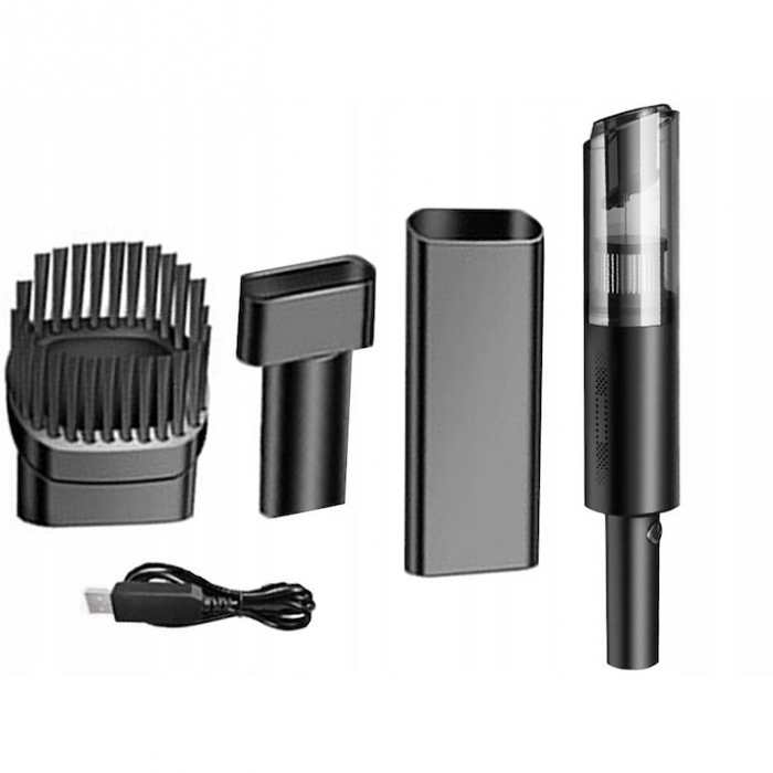 Aspirator auto multifunctional VarioShop®, pentru casa si masina, 3 accesorii incluse: duza ingusta si medie, duza tip perie, Portabil, compact, 120w, filtru HEPA, Negru [21]