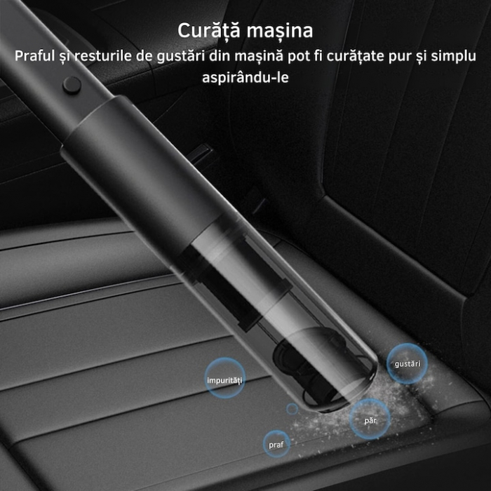 Aspirator auto multifunctional VarioShop®, pentru casa si masina, 3 accesorii incluse: duza ingusta si medie, duza tip perie, Portabil, compact, 120w, filtru HEPA, Negru [2]