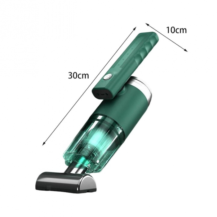 Aspirator Auto Portabil cu 5 accesorii+husa VarioShop®, Pentru uz caznic sau auto, Functie de aspirare, suflanta si vaccum, 2 viteze, 2 filtre hepa, 14000Pa, Putere 120W, Acumulator 2800 mAh, Incarcar [25]