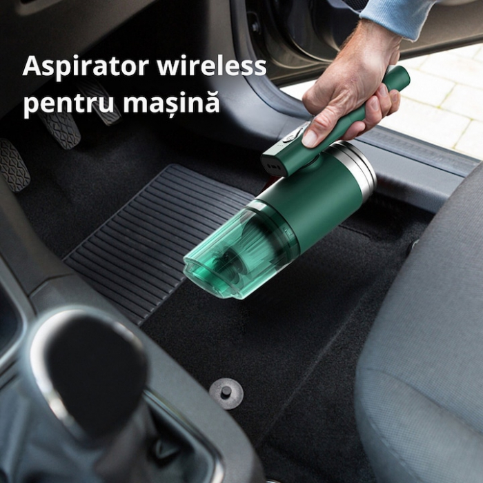 Aspirator Auto Portabil cu 5 accesorii+husa VarioShop®, Pentru uz caznic sau auto, Functie de aspirare, suflanta si vaccum, 2 viteze, 2 filtre hepa, 14000Pa, Putere 120W, Acumulator 2800 mAh, Incarcar [7]