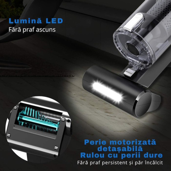Aspirator auto portabil VarioShop®, 12V, 100W, 5.5 kPa, tehnologie ciclonica, filtru HEPA, perie TURBO cu LED, set complet de accesorii [7]