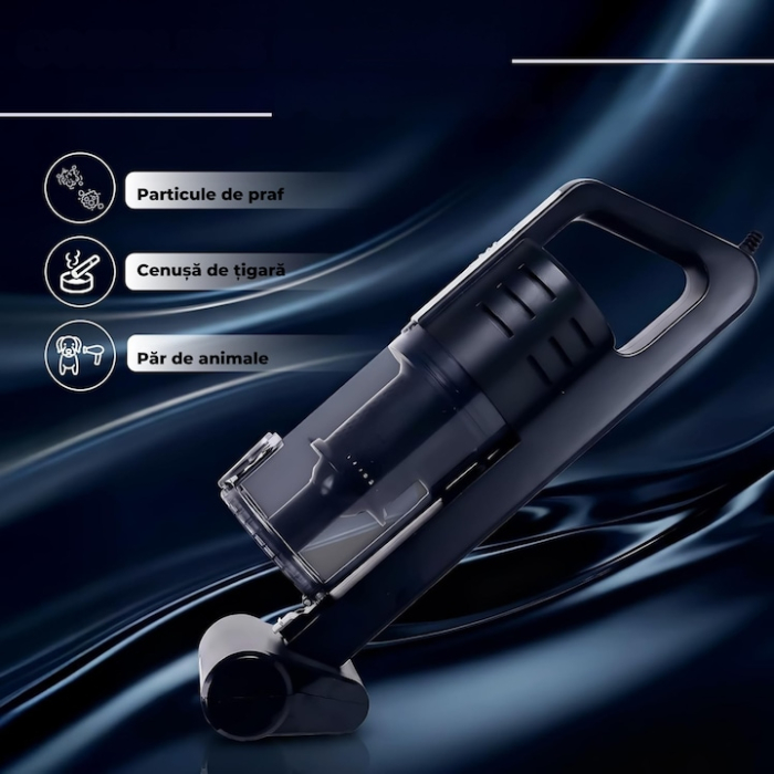 Aspirator auto portabil VarioShop®, 12V, 100W, 5.5 kPa, tehnologie ciclonica, filtru HEPA, perie TURBO cu LED, set complet de accesorii [4]