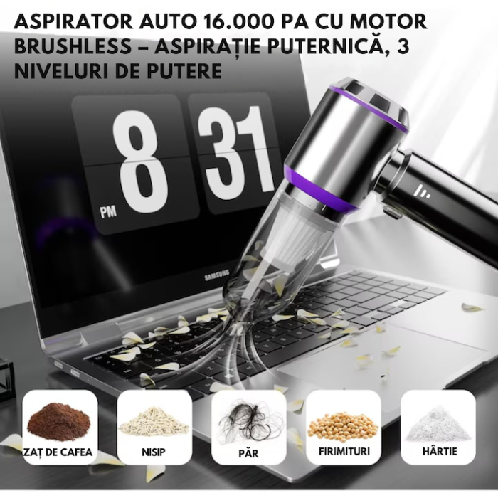 Aspirator auto wireless 9 in 1 VarioShop®, 100W, 3 trepte de viteza, putere 16.000 Pa, filtru HEPA reutilizabil, functii aspirare si suflare, baterie litiu USB-C, accesorii multiple [4]