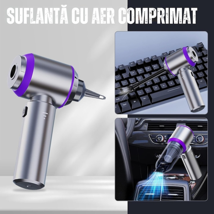 Aspirator auto wireless 9 in 1 VarioShop®, 100W, 3 trepte de viteza, putere 16.000 Pa, filtru HEPA reutilizabil, functii aspirare si suflare, baterie litiu USB-C, accesorii multiple [3]