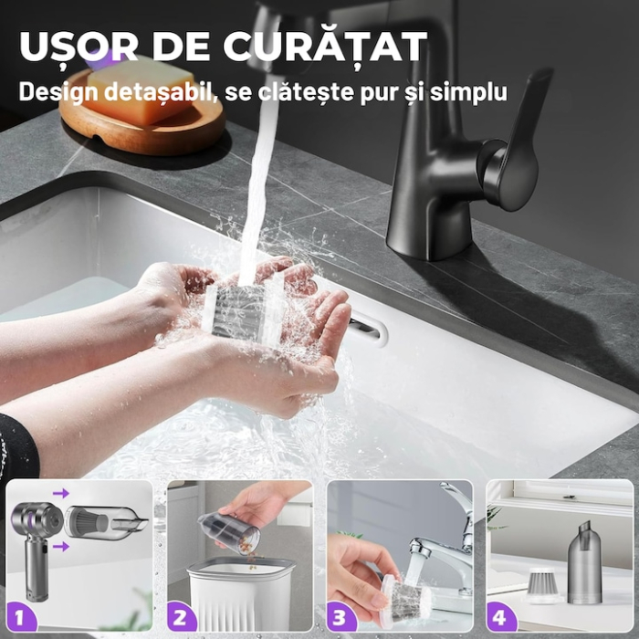 Aspirator auto wireless 9 in 1 VarioShop®, 100W, 3 trepte de viteza, putere 16.000 Pa, filtru HEPA reutilizabil, functii aspirare si suflare, baterie litiu USB-C, accesorii multiple [8]