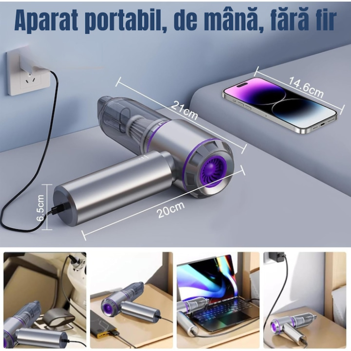 Aspirator auto wireless 9 in 1 VarioShop®, 100W, 3 trepte de viteza, putere 16.000 Pa, filtru HEPA reutilizabil, functii aspirare si suflare, baterie litiu USB-C, accesorii multiple [9]