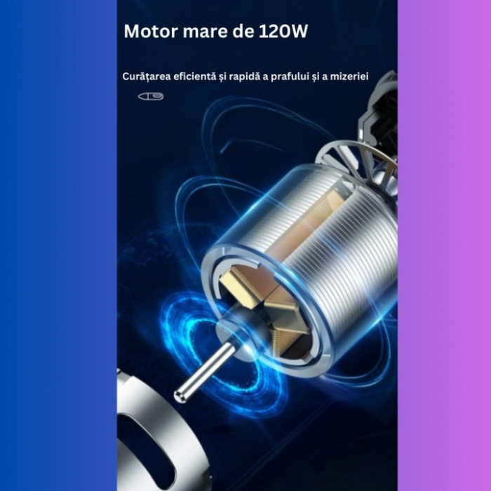 Aspirator auto wireless VarioShop®, pentru masina si casa, compact, portabil, usor de folosit, sistem de filtrare dublu, filtru HEPA, 120 W, 12 V, Negru [9]