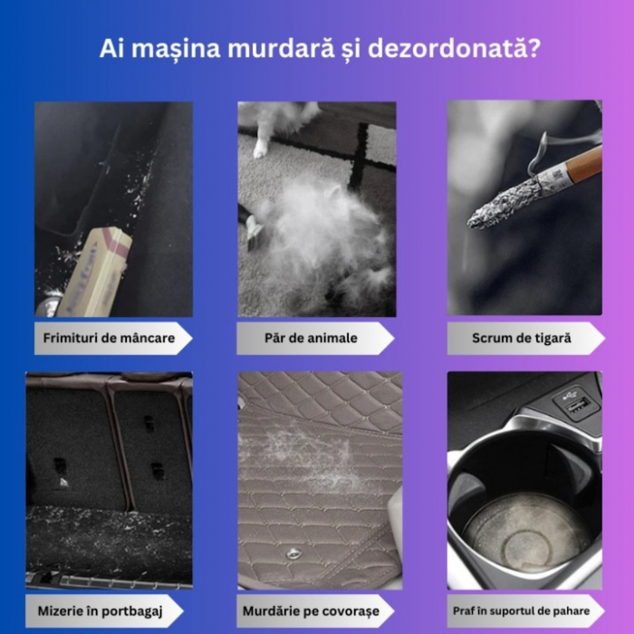 Aspirator auto wireless VarioShop®, pentru masina si casa, compact, portabil, usor de folosit, sistem de filtrare dublu, filtru HEPA, 120 W, 12 V, Negru [12]