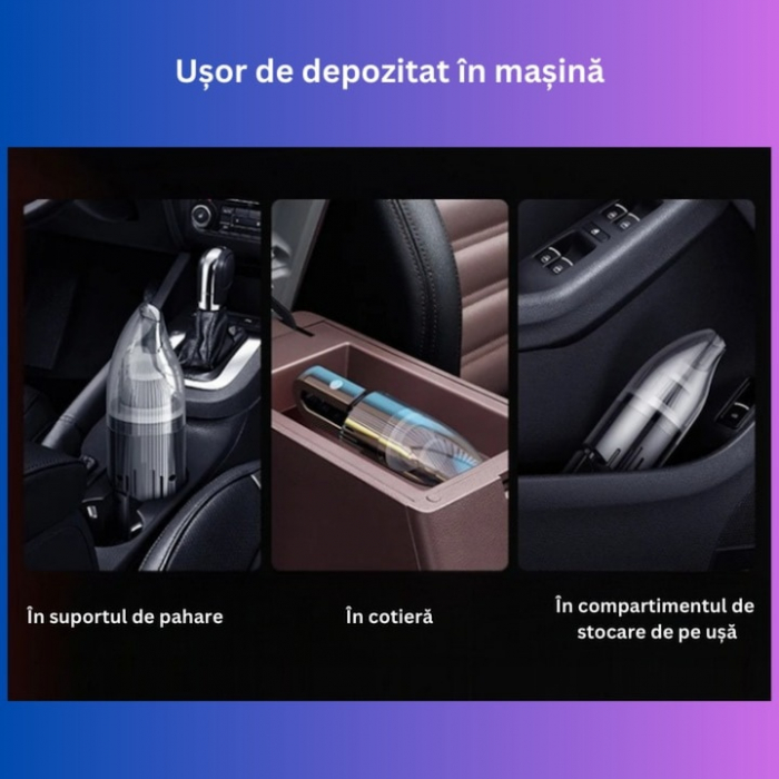 Aspirator auto wireless VarioShop®, pentru masina si casa, compact, portabil, usor de folosit, sistem de filtrare dublu, filtru HEPA, 120 W, 12 V, Negru [10]