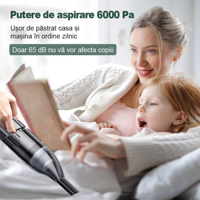 Aspirator auto wireless VarioShop®, pentru masina si casa, compact, portabil, usor de folosit, sistem de filtrare dublu, filtru HEPA, 120 W, 12 V, Negru [4]